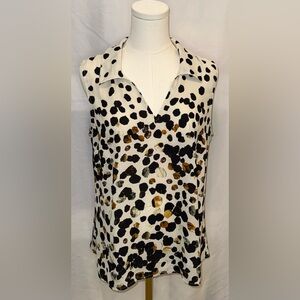 CAbi Black and Brown Animal Print Blouse